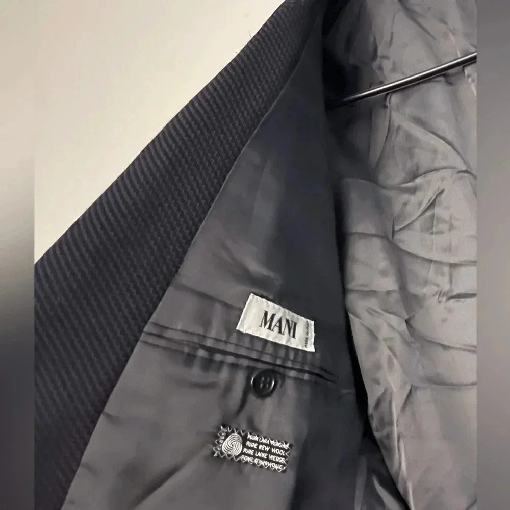 MANI by Giorgio Armani wool navy blazer career party office designer luxury